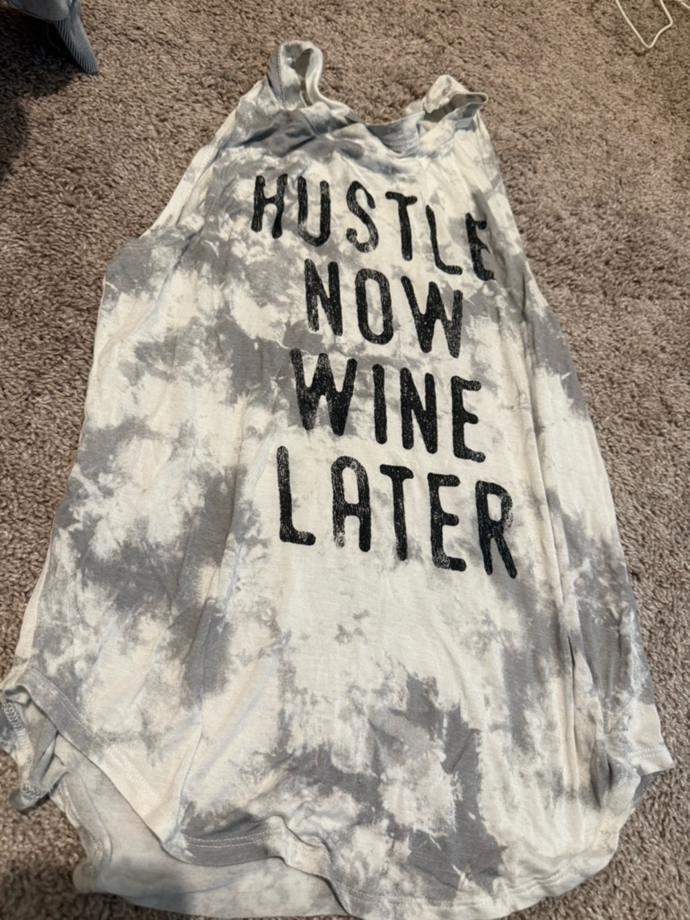 Grayson Threads White & Gray Tie-Dye Graphic Tank - 'Hustle Now Wine Later'